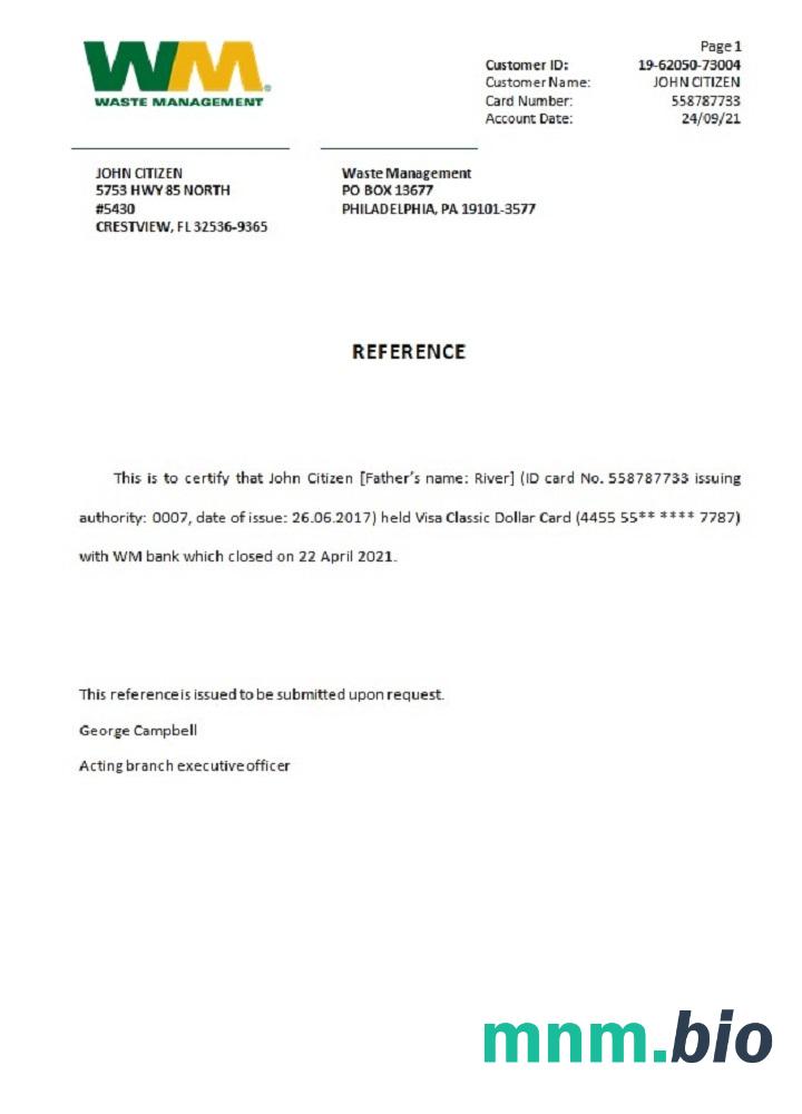 Przykład odniesienia zamknięcia USA wm w formatach Word i PDF